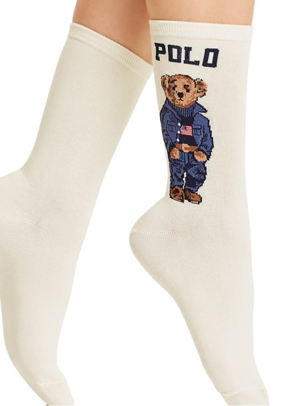 Polo by Ralph Lauren Americana Bear Crew Socks - ivory